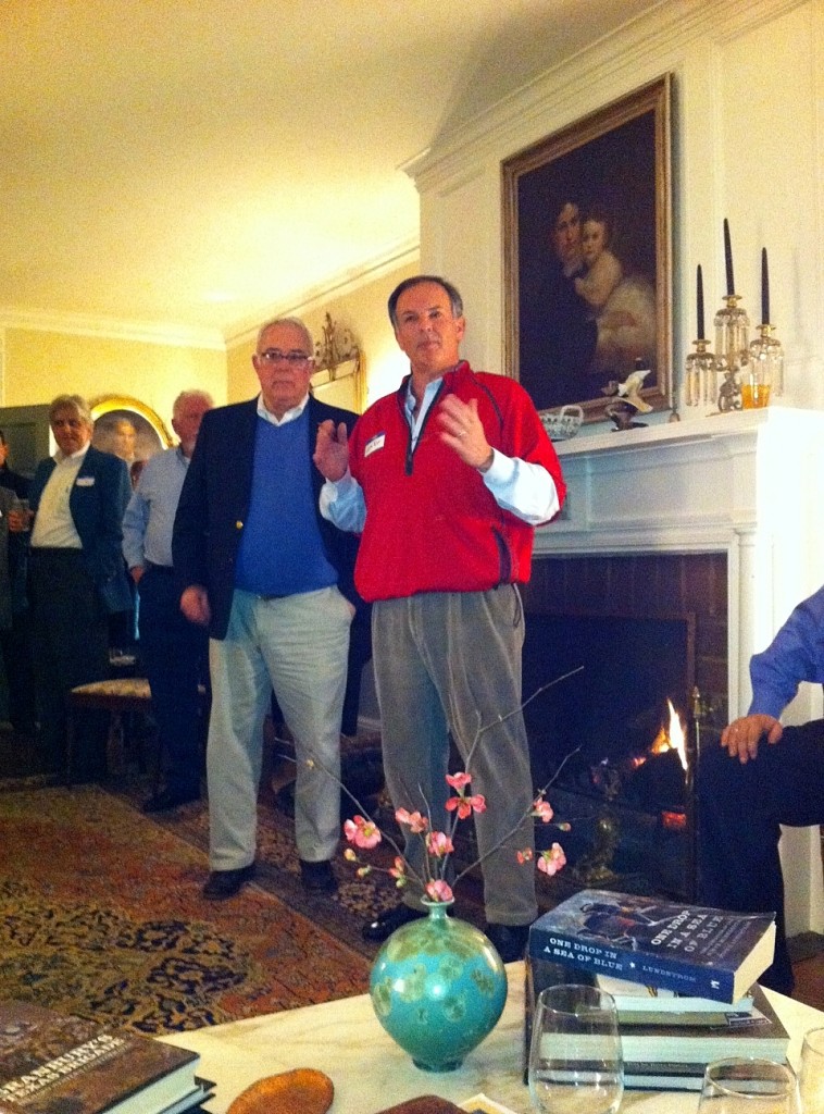 Above, incoming BONPS president John Allyn, left, and former president Jim Kay speak at the group’s Annual Meeting