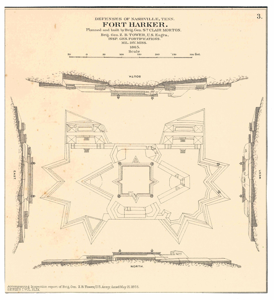 Fort Harker 1865 - map to scale (00013215xAE58A)