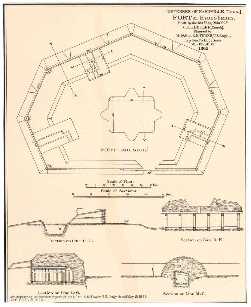 Fort at Hyde's Ferry 1865 - map to scale (00013219xAE58A)