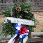 Memorial wreath placed by descendants