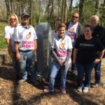 Capreit Volunteers. Front L-R: Jamie Leezy, Oscar Leezy, Gloria McCaskill, Myranda Mateycak.  Second row: Paula Evans (in shade), Mitchell Senecal.  Far right: former BONPS president John Allyn